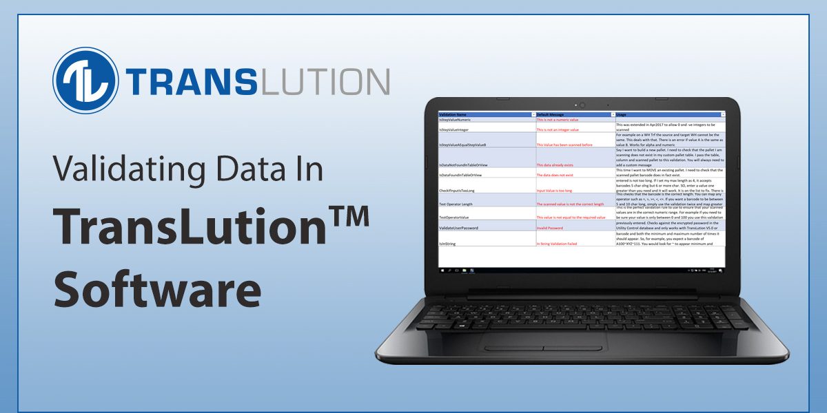 Validating Data in TransLution™ Software